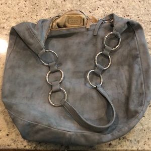 Prada large gray hobo with silver hardware